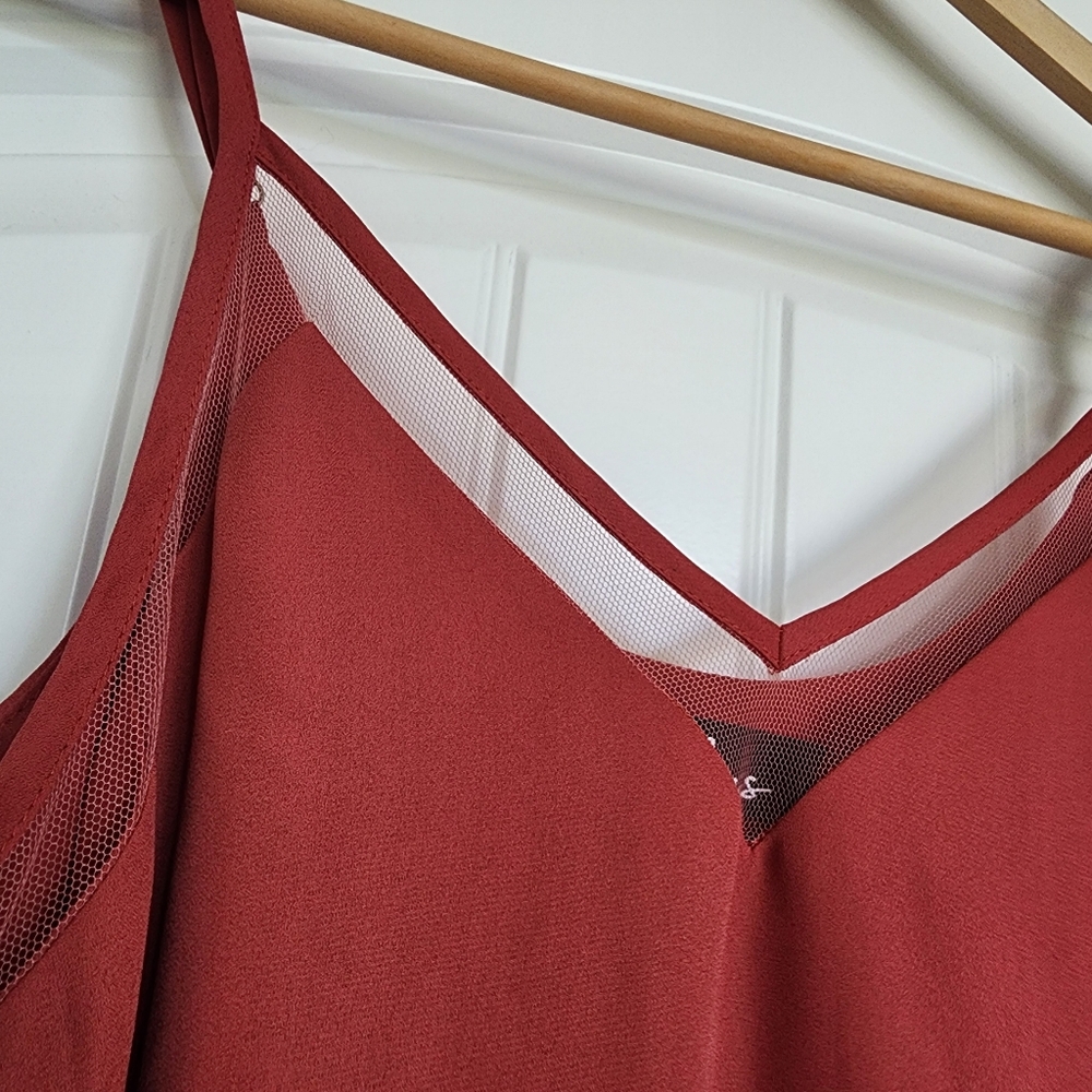Lulu's Rust Orange Mesh Tank Top Small - Picture 3 of 9